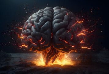 idea concept, human brain transmits electric current - obrazy, fototapety, plakaty