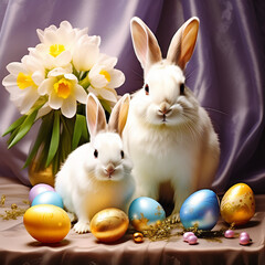 Naklejka na ściany i meble easter bunny and eggs