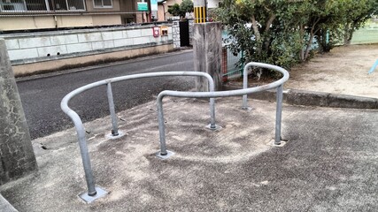 Park in residential area, bicycle stop, Kyoto, Japan