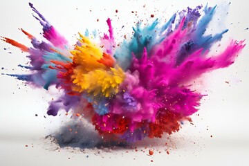 Colorful explosion of paint on a white background