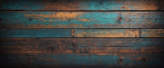 Background of old wooden boards in different colors. Empty copy space. Generative AI