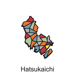 map of Hatsukaichi vector design template, national borders and important cities illustration