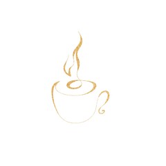 Line Art cup of coffee. Cup of aromatic delicious coffee flat icon freehand