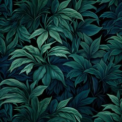 Seamless pattern with monstera leaves on a dark background