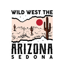 Wild west arizona sedona t shirt, desert retro vintage t shirt , Western t shirt design, Desert vibes arizona desert night view, poster, t shirt design, cactus lover, desert t shirt design.