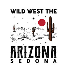 Wild west arizona sedona t shirt, desert retro vintage t shirt , Western t shirt design, Desert vibes arizona desert night view, poster, t shirt design, cactus lover, desert t shirt design.