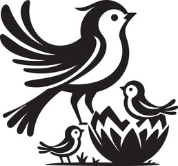 Fototapeta premium Bird Family Silhouette