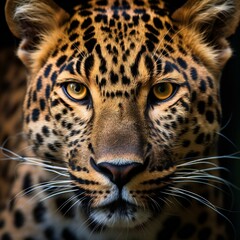 Portrait of a leopard in the zoo,  Close up