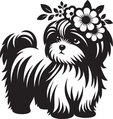 Floral Adorned Dog Silhouette