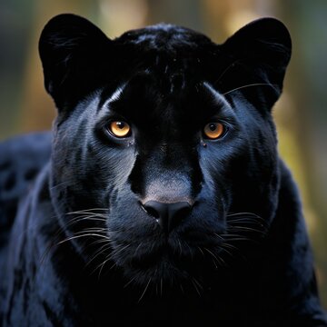 Portrait of a black panther (Panthera leo)