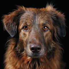 Portrait of a beautiful dog on a black background,  Studio shot