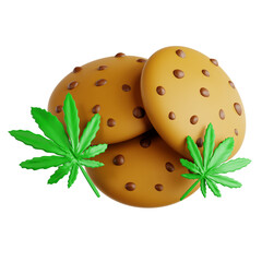 3D Illustration of Cannabis Cookies Infused with Healing Herbs
