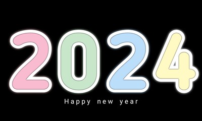 Happy new year 2024 number design. Vector design for new year celebration and greeting. Premium vector design for poster, banner.