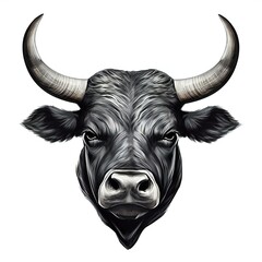 Bull head isolated on white background,  Head of bull