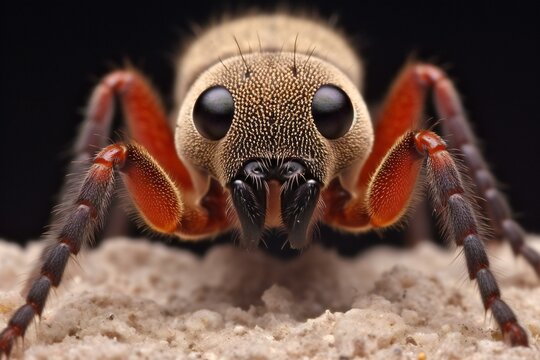 Macro shot of an ant on the sand,  Shallow depth of field