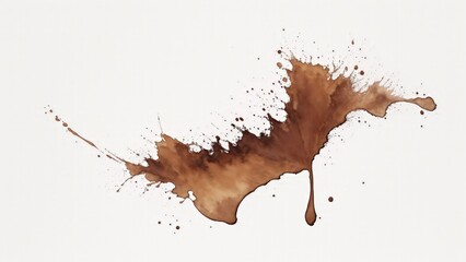 Brown watercolor paint splashes texture on white background - obrazy, fototapety, plakaty