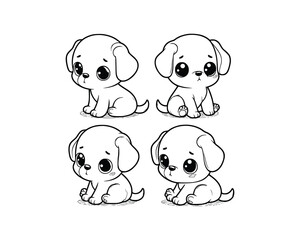 Cute Cartoon Character of dog for coloring book. outline line art. Printable Design. isolated white background