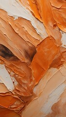 Closeup of abstract copper orange texture background. Oil, acrylic brushstroke, pallet knife paint...