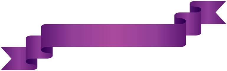 シンプルなグラデーションりぼんの単品イラスト8（紫）