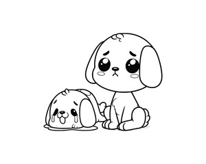 Cute Cartoon Character of dog for coloring book. outline line art. Printable Design. isolated white background