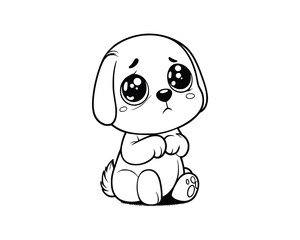 Obraz premium Cute Cartoon Character of dog for coloring book. outline line art. Printable Design. isolated white background