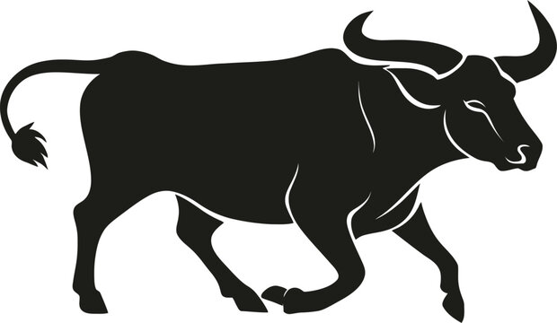 black bull isolated on white vector image