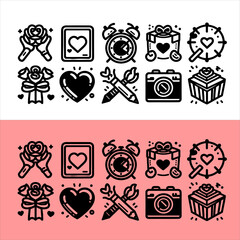 Vector Valentine day doodle set isolated on pink and transparent  background