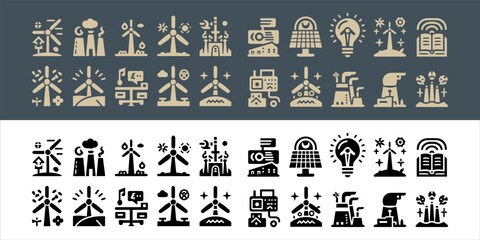 alternative sources energy and eco friendly set icons with transparent background 