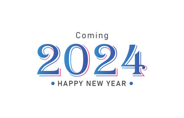 Happy New Year 2024 vector template. Golden Christmas decoration background with line art. Holiday greeting card design. Greeting concept for 2024 new year celebration