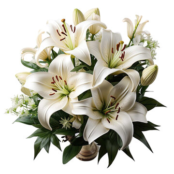 white lily flower isolated on transparent background 