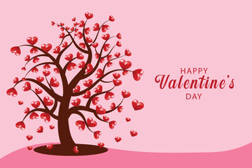 Obraz premium Valentine's day card, love tree with heart leaves