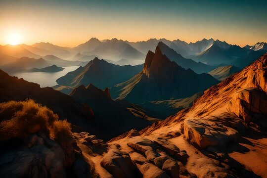 sunrise over the mountains generated by AI technology