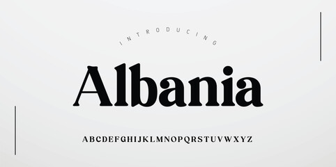 Albania Minimal font creative modern alphabet - obrazy, fototapety, plakaty