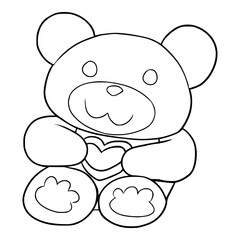 teddy bear doll illustration hand drawn outline sketch vector