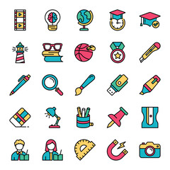 Education Icon Set Color V4