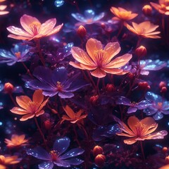 Fototapeta premium Floral Illumination: AI-Envisioned Electrography in Breathtaking 8K
