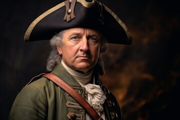 Portrait of a senior man dressed as a pirate on dark background