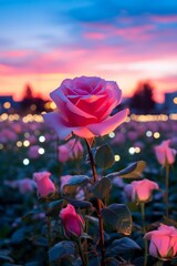 Obraz premium Urban Serenity Close-Up of Rose Field