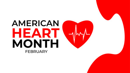 National Heart month is observed every year in February, to adopt healthy lifestyles to prevent heart disease (CVD). suit for banner, cover, flyer, poster, backdrop, plain. vector illustration