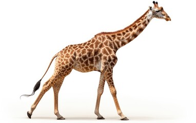 Adult Giraffe Walking isolated white background