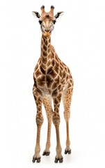 Side view of a Giraffe Standing on isolated white background