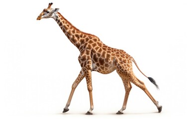Adult Giraffe Walking isolated white background
