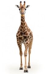 Obraz premium Side view of a Giraffe Standing on isolated white background