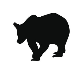 Vector black bear silhouette isolated on white background. Bear icon modern symbol logo illustration