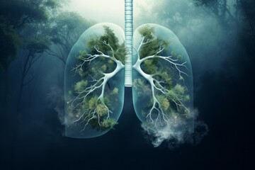 Smoker's lungs in smoke - obrazy, fototapety, plakaty