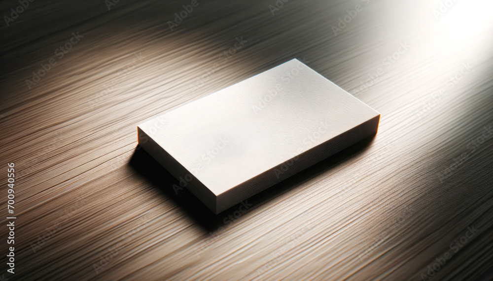 Poster stack of paper textured business cards on wooden background. eco friendly branding concept generativ