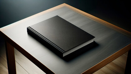 Black book on a two tone surface, a fusion of modernity and tradition. Generative AI