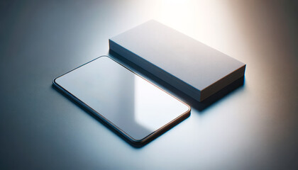 Minimalist business card mockup with reflective surface. Contemporary design showcase Generative AI