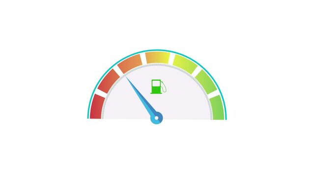 Fuel Meter Dashboard, fuel level indicator with arrow flashing low fuel icon animation