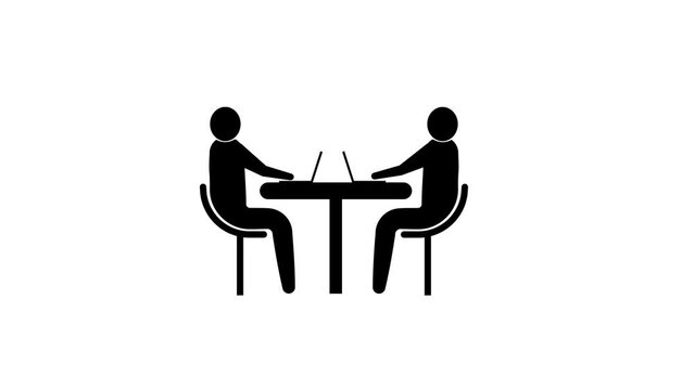 Business meeting icon sitting at the table. people working together, conversation people icon
